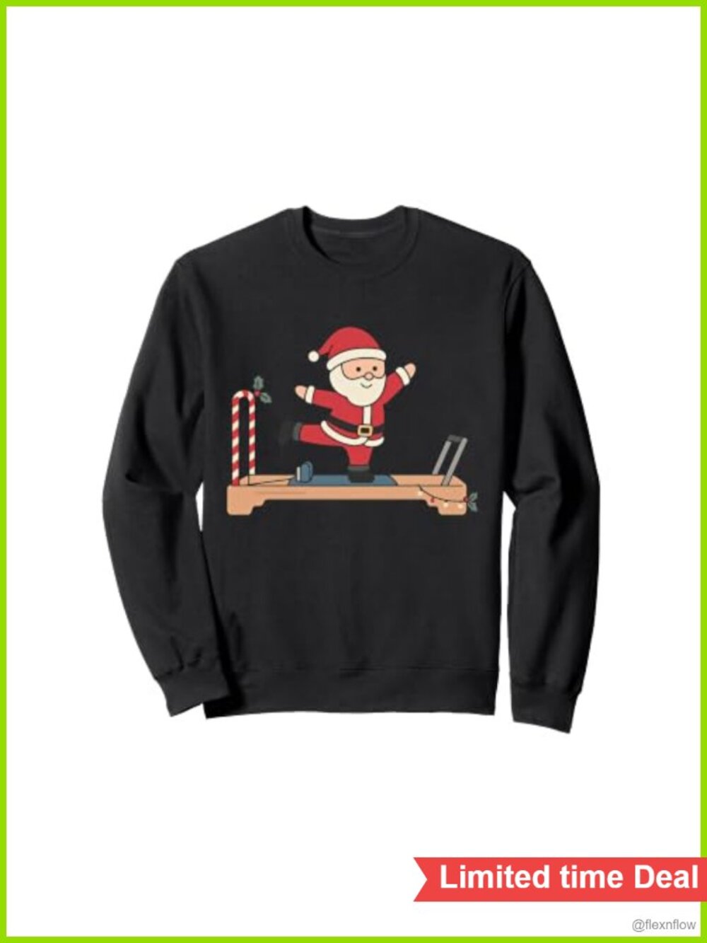 Santa Pilates Reformer Christmas Crewneck Sweatshirt Cotton Polyester